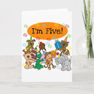 Party Animals 5th Birthday Tshirts and Gifts Card