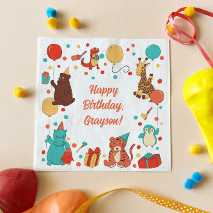 Party Animals and Confetti Custom Kids Birthday Napkin
