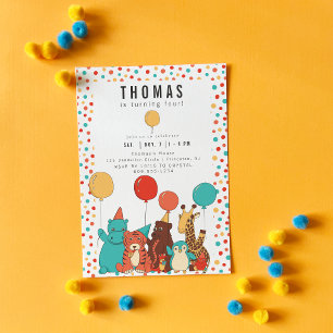 Party Animals and Polka Dots Custom Birthday Invitation