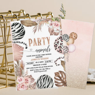 Party Animals baby shower Leopard Print Jungl Wild Invitation