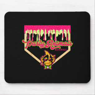 Party animals baseball drippy plate monkey  mouse pad