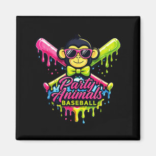 Party animals baseball funny monkey magnet