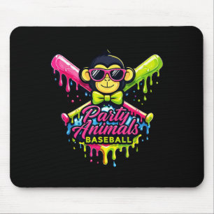 Party animals baseball funny monkey mouse pad