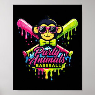 Party animals baseball funny monkey tank toppng poster