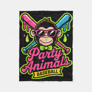 Party animals baseball funny monkey vibrant slime fleece blanket