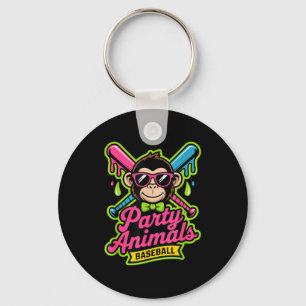 Party animals baseball funny monkey vibrant slime  key ring