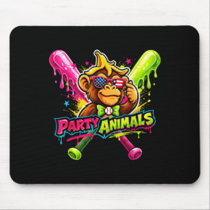 Party Animals Baseball Funny Monkey Vibrant Slime Mouse Pad