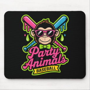 Party animals baseball funny monkey vibrant slime mouse pad