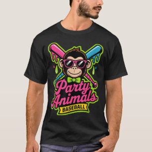 Party animals baseball funny monkey vibrant slime T-Shirt