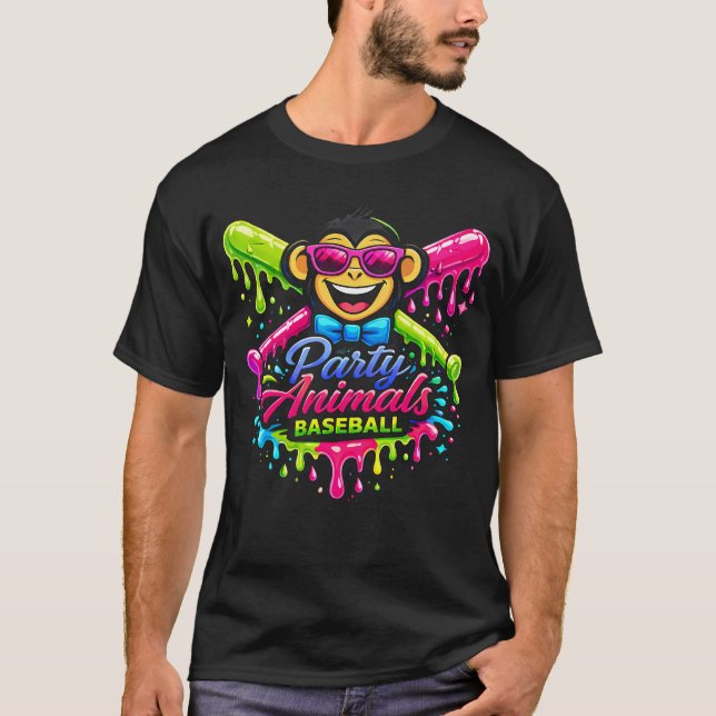 Party Animals Baseball Funny T-Shirt (Front)