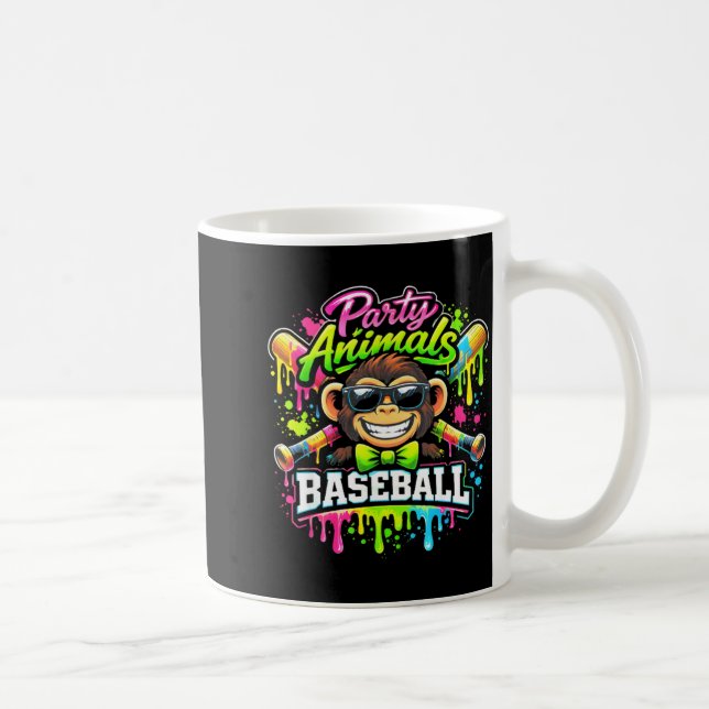 Party animals baseball ice cream drip funny monkey coffee mug (Right)