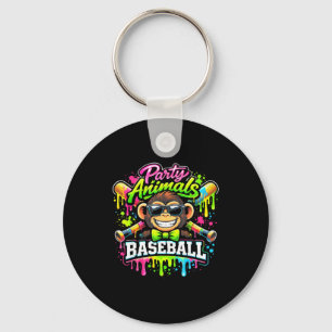 Party animals baseball ice cream drip funny monkey key ring