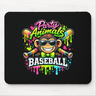 Party animals baseball ice cream drip funny monkey mouse pad