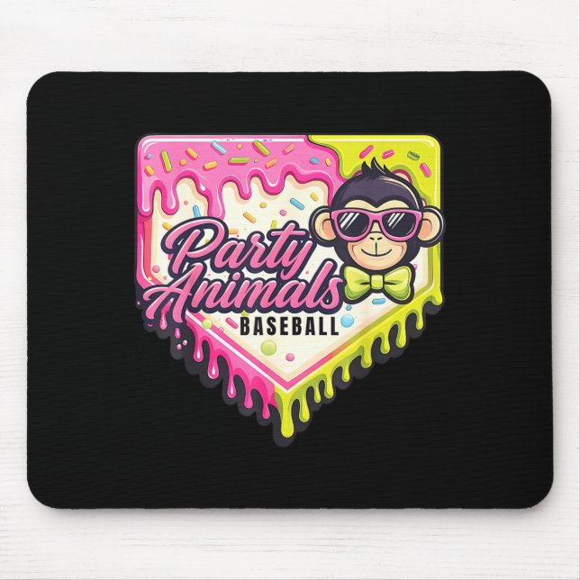 Party Animals Baseball Ice Cream Drip Game Day Mouse Pad (Front)