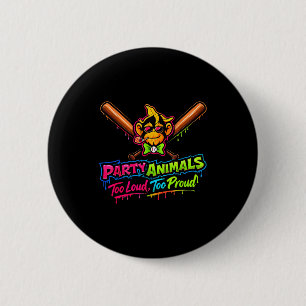Party animals baseball jersey 6 cm round badge