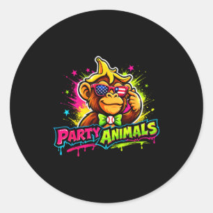 Party animals baseball jersey classic round sticker