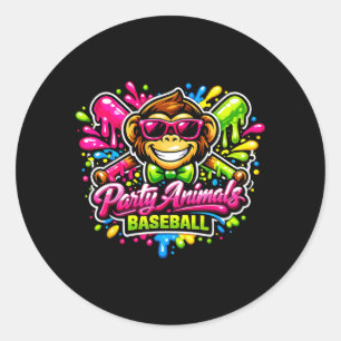 Party Animals Baseball Jersey Classic Round Sticker