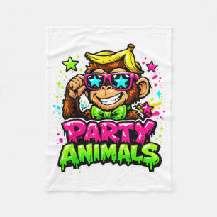 Party Animals Baseball Jersey Funny Monkey Vibrant Fleece Blanket