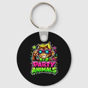 Party animals baseball jersey funny monkey vibrant key ring