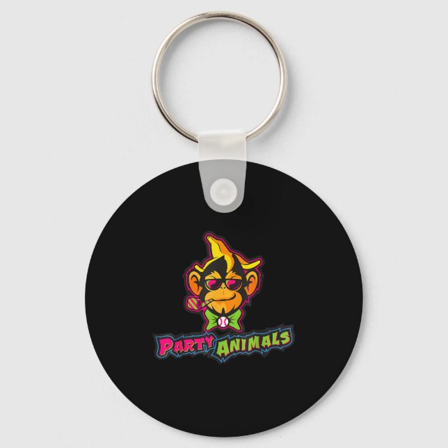 Party animals baseball monkey  key ring (Front)