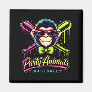 Party Animals Baseball Monkey Magnet