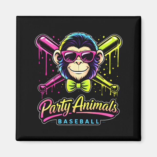 Party Animals Baseball Monkey Magnet (Front)