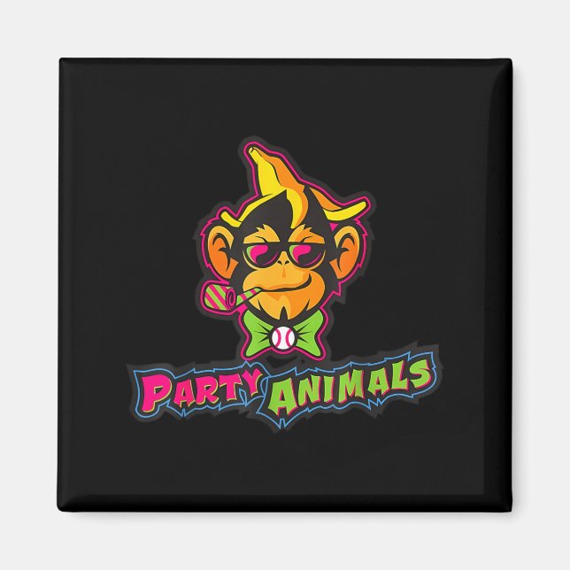 Party animals baseball monkey  magnet (Front)