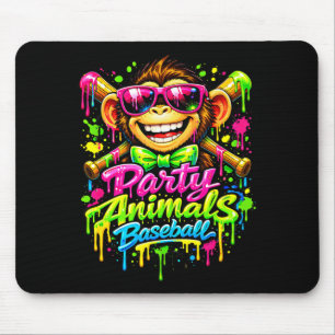 Party Animals Baseball Monkey Sungles Graffiti Mouse Pad