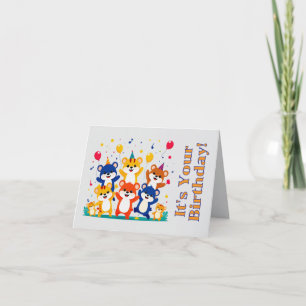 Party Animals Birthday Card –Folded Greeting Card