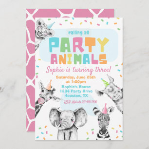 Party Animals Birthday Invitation   Party Animals