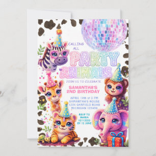 Party Animals Birthday Invitation   Rainbow Disco