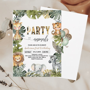 Party Animals Birthday  Jungl Wild  Invitation