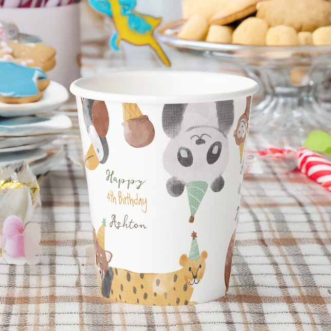 Party animals birthday party personalised name paper cups (Party animals birthday party personalized name paper cups)