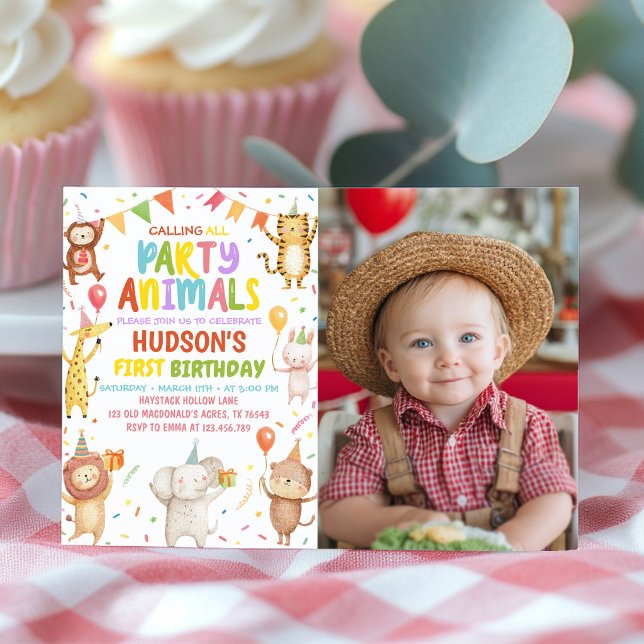 Party Animals Birthday Party Photo Invitation (Creator Uploaded)