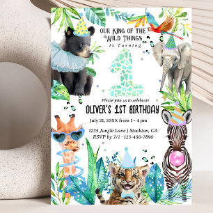 party animals Birthday Safari tropical Invitation