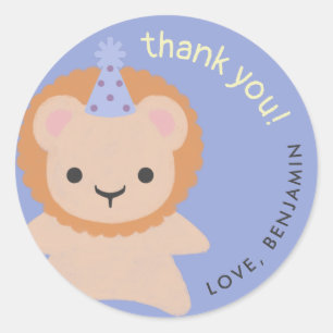 Party Animals Birthday Simple Thank You Sticker
