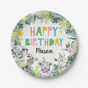 Party Animals Boy Safari Animals Birthday Party Pa Paper Plate