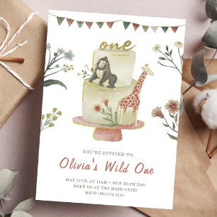 Party Animals Cake l Wild One 1st Birthday  Invitation