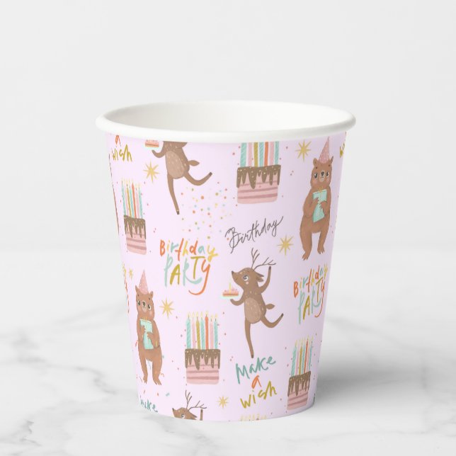 Party Animals Colourful Kids Birthday Party Paper Cups (Front)