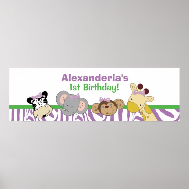 Party Animals Custom Birthday Banner Poster Print (Front)