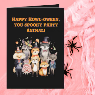 Party Animals Cute Funny photo Halloween cards