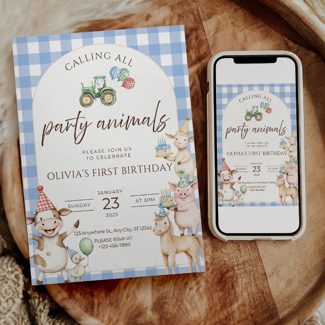 Party Animals Farm Birthday Invitation Barnyard  (Creator Uploaded)