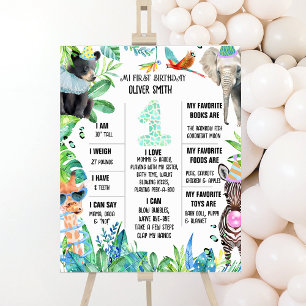 party animals First Birthday Milestone Board Photo Print