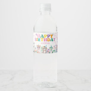 Party Animals Girl Birthday Wild One Water Bottle Label