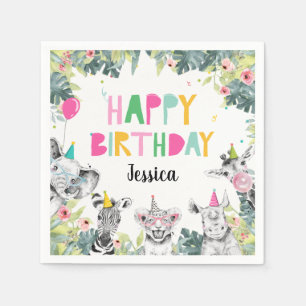 Party Animals Girl Safari Animals Birthday Party C Napkin