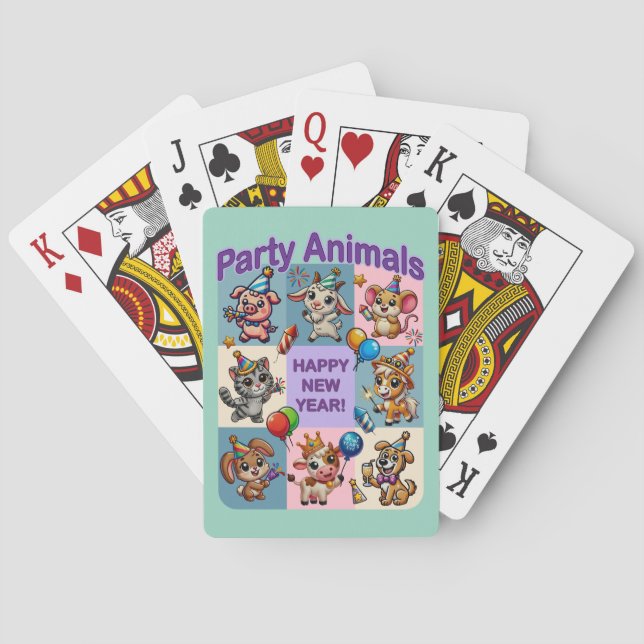 Party Animals "Happy New Year" Playing Cards (Back)