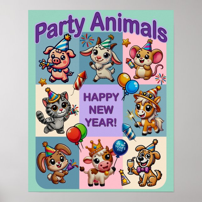 Party Animals "Happy New Year" Poster (Front)