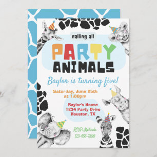 Party Animals Invitation   Party Animals Birthday