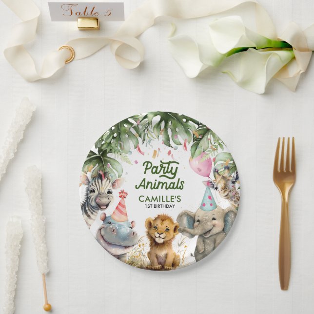 Party Animals Jungle Birthday Personalised Paper Plate (Wedding)