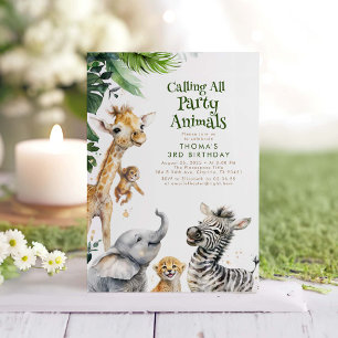 Party Animals Jungle Safari Fun Birthday Invitation